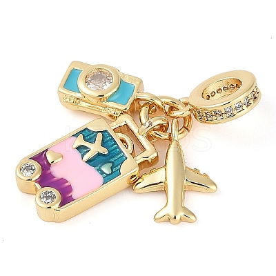 Rack Plating Brass Cubic Zirconia Summer European Dangle Charms X-KK-P287-01A-G-1