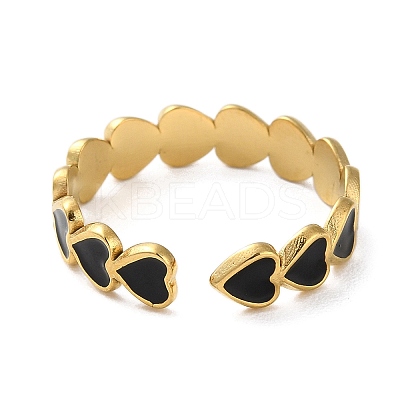 Real 18K Gold Plated 304 Stainless Steel Enamel Cuff Rings LS-RJEW-M171-14G-02-1