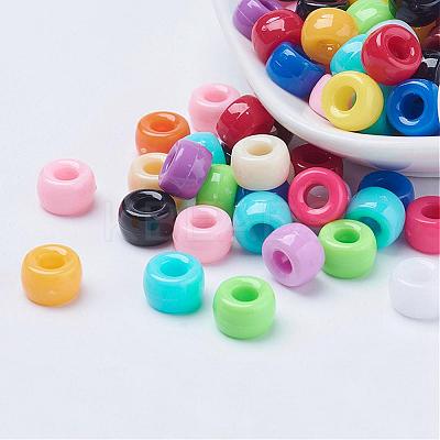 Opaque Acrylic European Large Hole Beads PL338-1