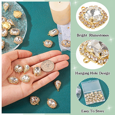 30Pcs 5 Styles Crystal Glass Rhinestone Pendants RB-TA0001-09-1