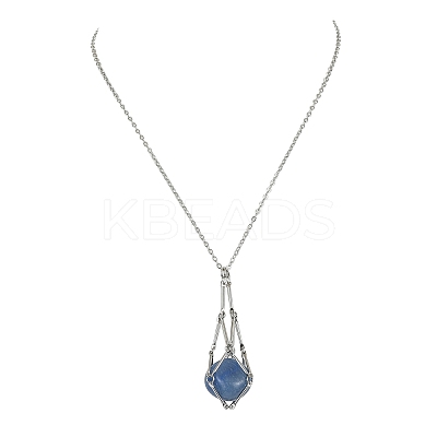 304 Stainless Steel Macrame Pouch Empty Stone Holder for Pendant Necklaces Making NJEW-JN04384-01-1