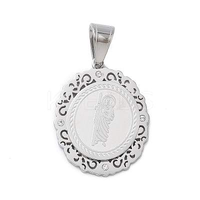 316 Surgical Stainless Steel Rhinestone Pendants STAS-P412-08P-1