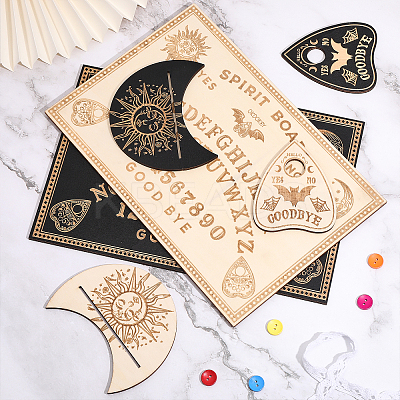 2 Sets 2 Styles Carved Wooden Divination Board Kit AJEW-CA0003-75-1