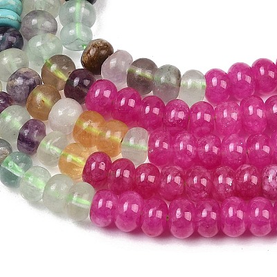 Natural Tiger Eye & Dyed White Jade & Fluorite & Synthetic Turquois Beads Strands G-Z135-C13-1