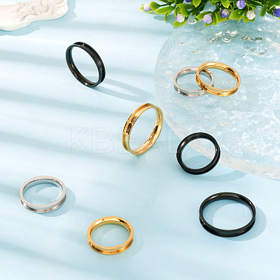 12Pcs 6 Size 201 Stainless Steel Grooved Finger Ring Settings RJEW-TA0001-06G-1