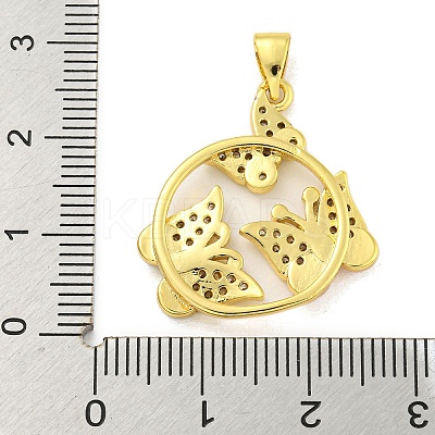 Brass Micro Pave Clear Cubic Zirconia Pendants KK-R159-10G-1
