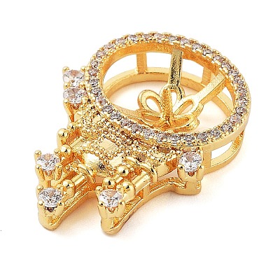 Castle Brass Micro Pave Cubic Zirconia Pendant Peg Bails LS-KK-L217-002G-1