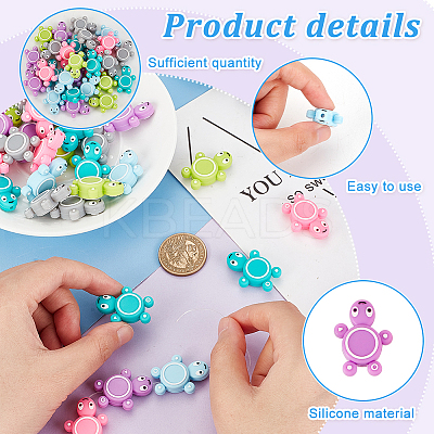 12Pcs 6 Colors Tortoise Silicone Beads SIL-OC0001-09-1