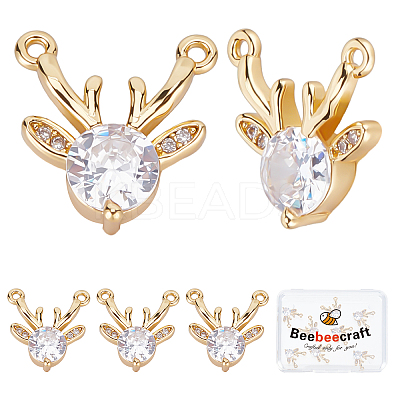 10Pcs Christmas Brass Micro Pave Cubic Zirconia Pendants KK-BBC0005-31-1