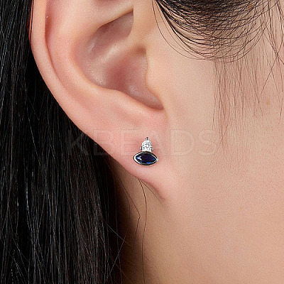 Cubic Zirconia Horse Eye Stud Earrings LS2614-8-1
