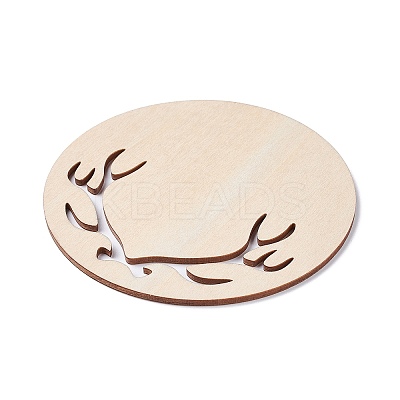Flat Round Wood Cabochons with Month WOOD-XCP0001-44-1