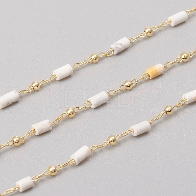 3.28 Feet Handmade Natural Howlite Beaded Chains X-CHC-E021-01G-1