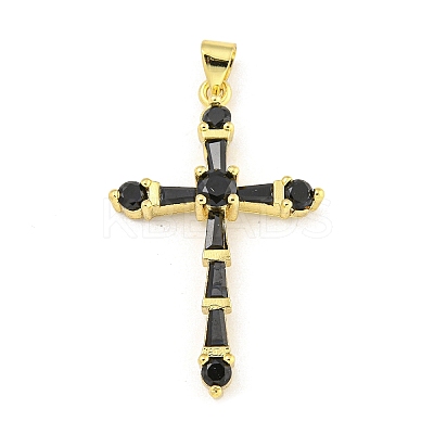 Cross Rack Plating Brass Cubic Zirconia Pendants KK-Z053-13G-02-1