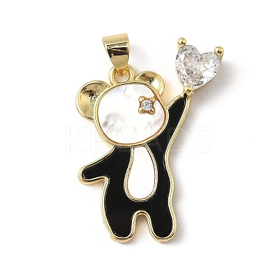 Brass Micro Pave Cubic Zirconia Shell Pendants KK-L239-003G-1