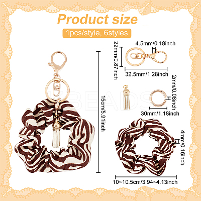 6Pcs Cloth Elastic Scrunchie/Scrunchy Hair Ties Keychain KEYC-FG0001-12-1