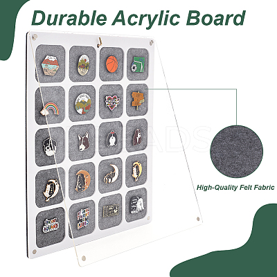 20 Grids Rectangle Felt Wall Mounted Brooch Organizer Display Stands ODIS-WH0038-97-1
