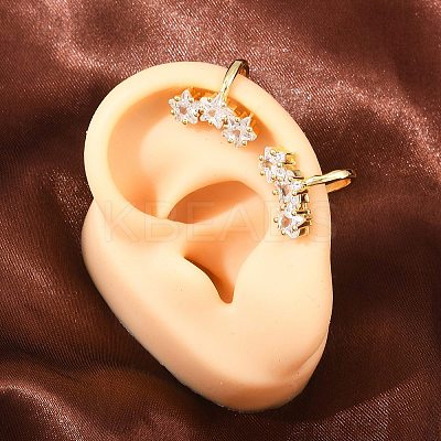 Brass Micro Pave Clear Cubic Zirconia Cuff Earrings EJEW-G471-40G-1