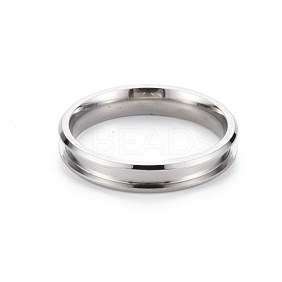 304 Stainless Steel Grooved Finger Ring Settings STAS-WH0039-01C-P-1