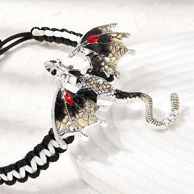 Pterosaur Alloy Enamel & Rhinestones Link Bracelets BJEW-A165-01B-1