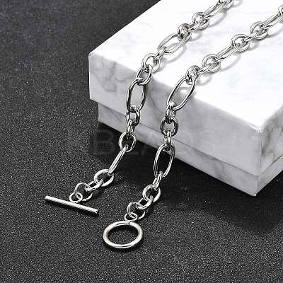 Non-Tarnish Unisex 304 Stainless Steel Figaro Chain Necklaces LS-NJEW-H215-03P-1