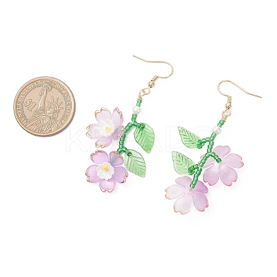 Acrylic Flower Dangle Earrings EJEW-MZ00588-02-1