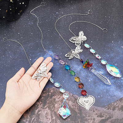 4Pcs 4 Style Hanging Suncatcher AJEW-SC0001-53-1