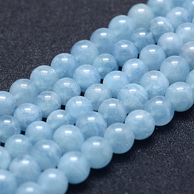 Natural Aquamarine Beads Strands G-P342-10-6mm-A+-1