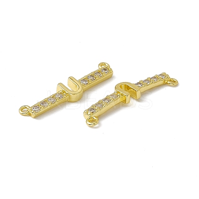 Rack Plating Brass Micro Pave Clear Cubic Zirconia Connector Charms KK-C007-37G-U-1
