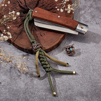 Outdoor EDC Tool Brass Parachute Rope European Beads KK-WH0081-44B-R-1