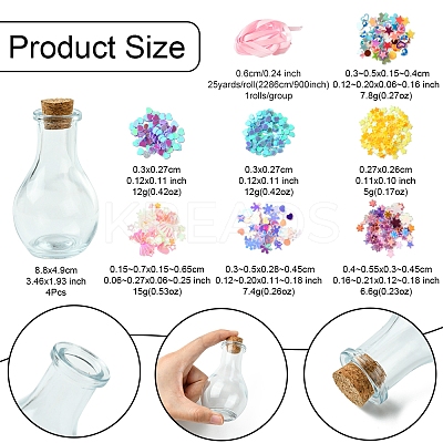 Star Heart PVC Plastic Paillette/Sequins Beads Wish Bottle DIY Making Kits DIY-FS0007-59-1