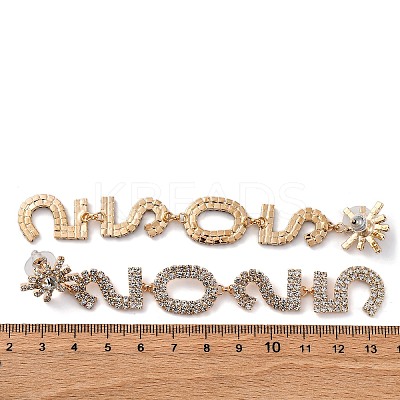Brass Rhinestone Stud Earrings LS-EJEW-Q012-02G-1