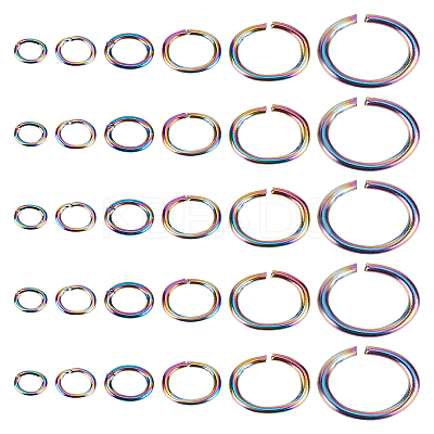 30Pcs 6 Styles 304 Stainless Steel Open Jump Rings STAS-LP0001-61-1