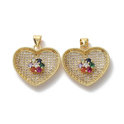 Brass Cubic Zirconia Pendants KK-G453-25G-1