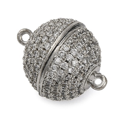 Brass Micro Pave Clear Cubic Zirconia Magnetic Clasps KK-A230-02A-P-1