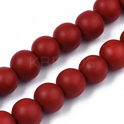 Spray Painted Natural Wood Beads Strands WOOD-S053-57D-1
