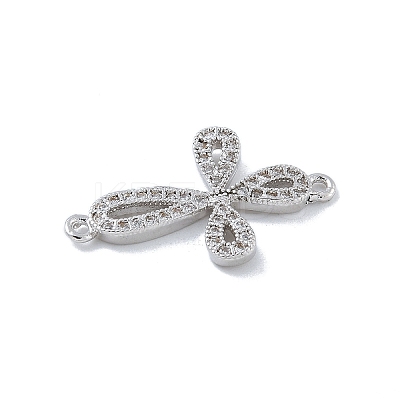 Rack Plating Brass Micro Pave Clear Cubic Zirconia Flower Connector Charms KK-A234-062P-1