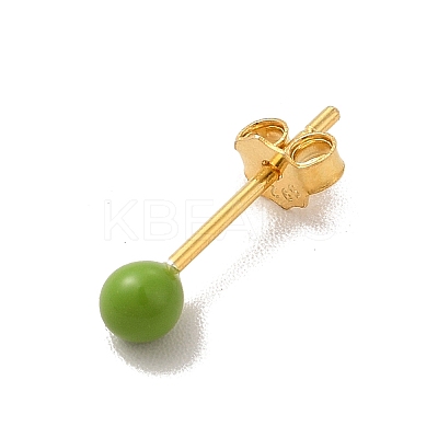 Enamel Round Ball Stud Earrings EJEW-C020-01G-08-1