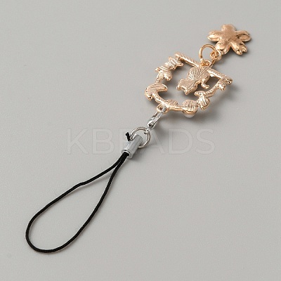 Alloy Enamel Arch with Cat & Sakura Phone Charm Mobile Straps HJEW-WH0007-25A-1