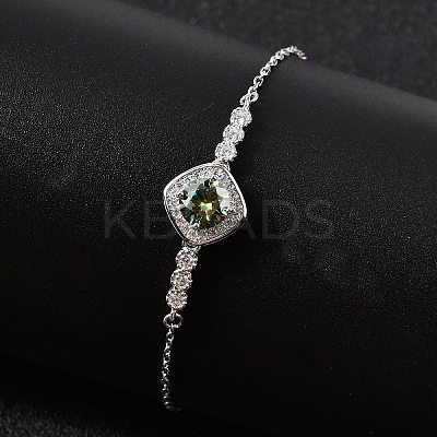 925 Sterling Silver Link Bracelets for Women BJEW-D346-01A-P-1