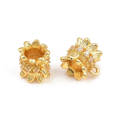 Brass Micro Pave Clear Cubic Zirconia Tube Bails CU-CBA6A75-23G-1