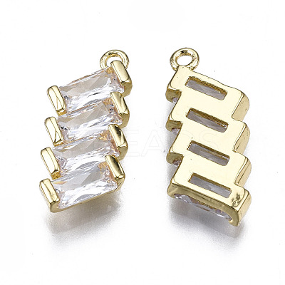 Brass Inlaid Clear Cubic Zirconia Pendants ZIRC-S069-029G-1