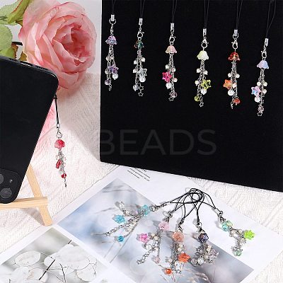 Glass & Acrylic Mobile Straps HJEW-SW00079-06-1