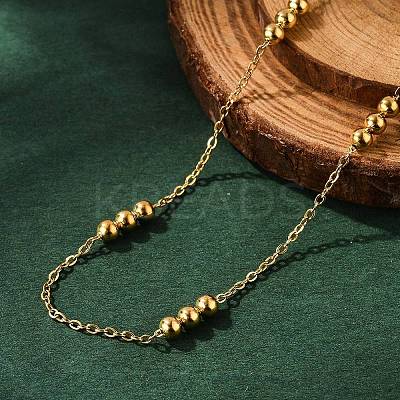 PVD Vacuum Plating 304 Stainless Steel Cable Chain Necklaces NJEW-I248-17G-1