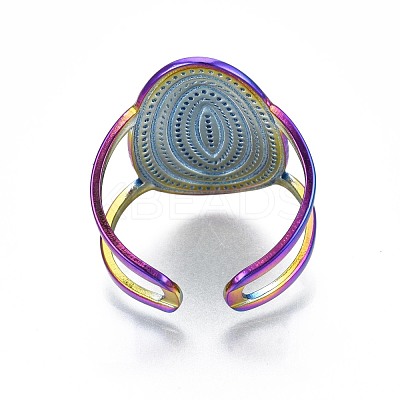 304 Stainless Steel Oval Cuff Ring RJEW-N038-050-1
