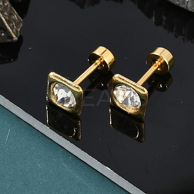 Square Crystal Rhinestone Ear Fake Plugs EJEW-H105-21G-A-1