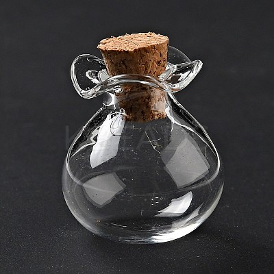 Lucky Bag Shape Glass Cork Bottles Ornament X1-AJEW-A039-02B-1