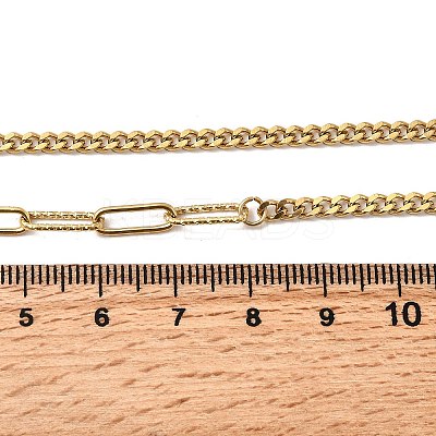 304 Stainless Steel Half Paperclip Chain & Twisted Chain Necklaces for Women NJEW-Z091-11G-1