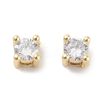 Brass Micro with Single Clear Zirconia Beads KK-C051-30G-1