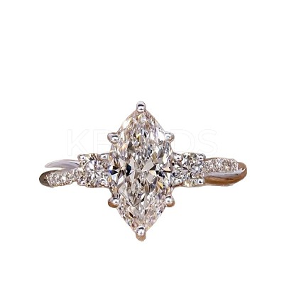 Brass Micro Pave Clear Cubic Zirconia Finger Rings FS-WG5249E-01-1