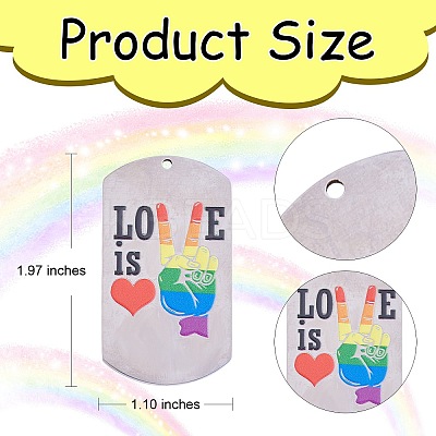 6Pcs 6 Style Pride 201 Stainless Steel Big Pendants STAS-SZ0003-10-1